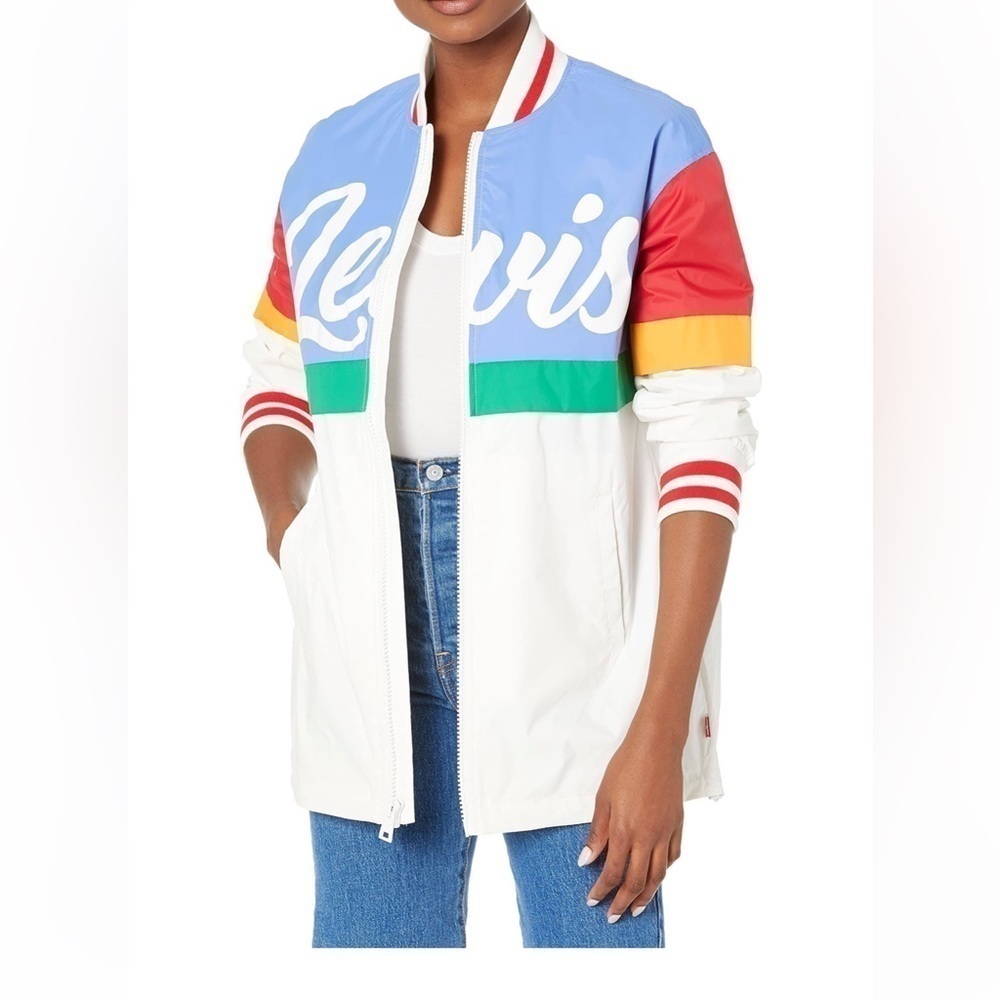 Levi's Women's Lightweight Colorblocked Oversized Logo Bomber Jacket size xs